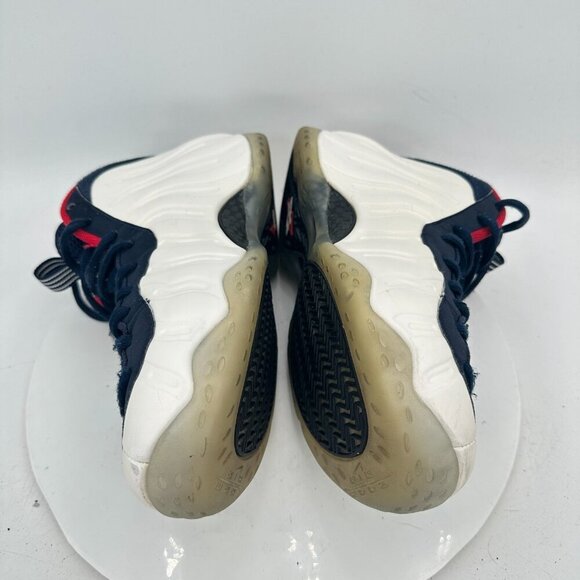 Nike Air Foamposite One Prm Men Size 10.5 575420-400 White Navy Blue Red Shoes - Picture 7 of 11